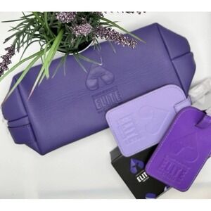 Carnival Cruise Elite LOT Purple Toiletries Shaving Bag & 2pc Luggage Tags NEW